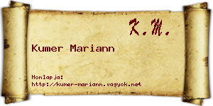 Kumer Mariann névjegykártya